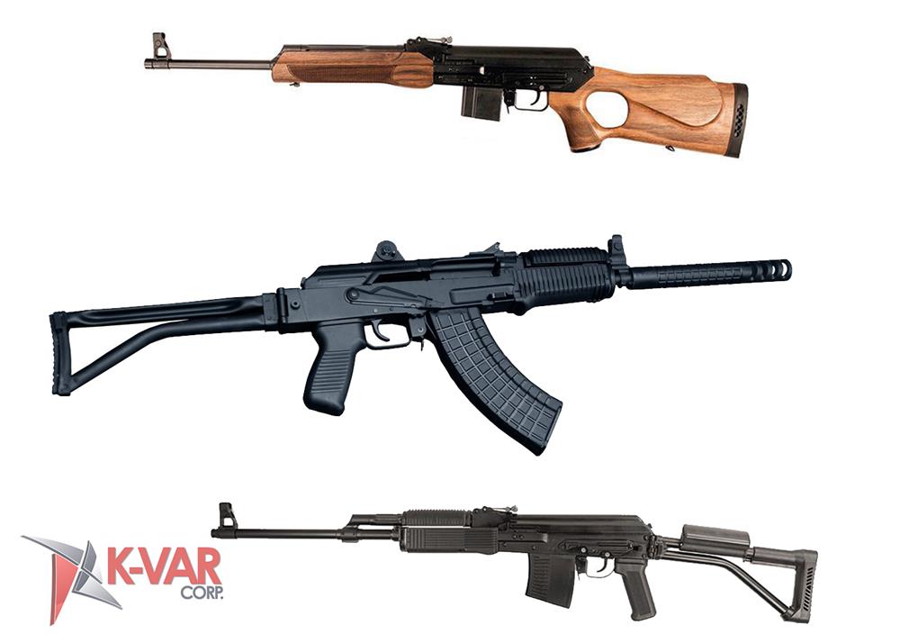 AK Variants Three variations of the AK-47 Rifle